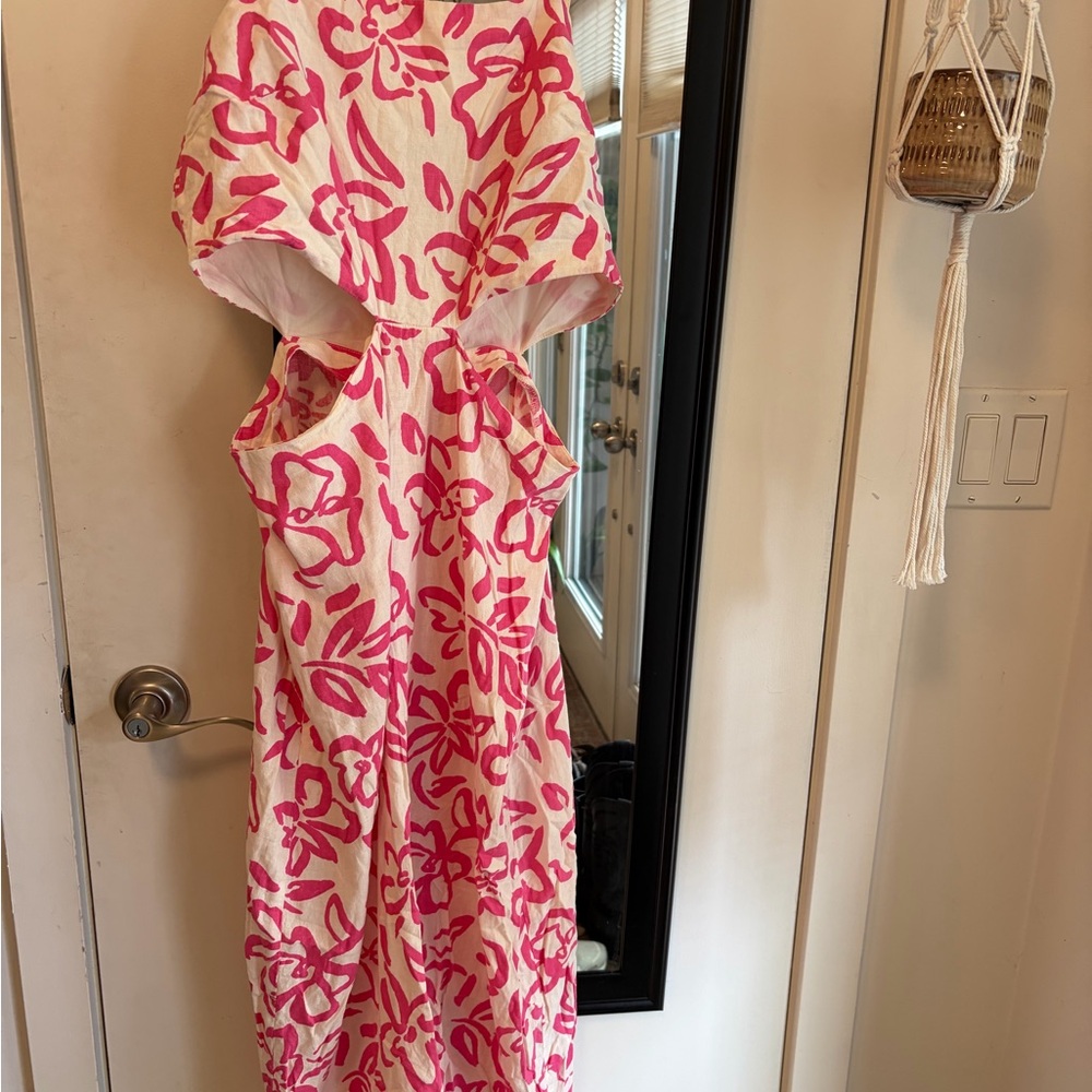 Mango Pink Floral Cutout Sundress (L)